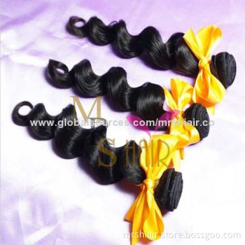 New Arrival Products 6A Queen Hair Brazilian More Wavy Loose Curl Virgin Hair Weave, No Tangle 12"-2